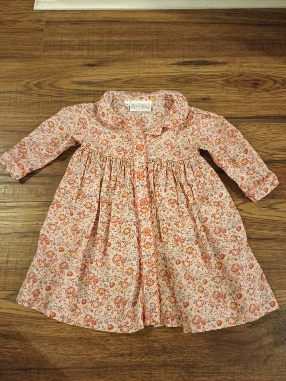 Rachel Riley 6 Mo Pink Floral Dress Long Sleeve
